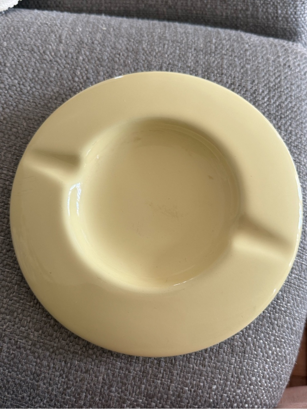Vintage MCM Pale Yellow Ceramic Ashtray